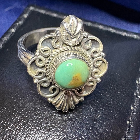 Ring*925 Sterling Silver and Turquoise Ring Vintage Inspired Design - Picture 6 of 6